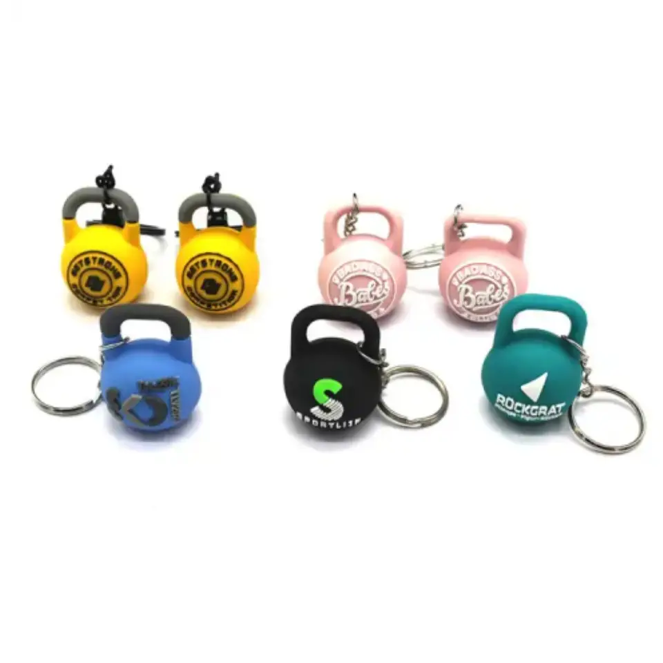 Wsnbwye Keychain Custom PVC Rubber gift Anime Sublimation fan DIY 3D Mini Kettlebell Model Luxury Key Ring Manufacturing