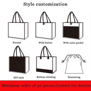 <b>Black</b> Burlap Material Shopping <b>Bag</b> Eco Friendly Shopper Jute Tote Gift <b>Bags</b> Custom Printed Logo - Product Image 3