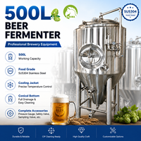 Cuve de Fermentation Conique en Acier Inoxydable SS304 de 300L, 500L, 800L avec Chemise de Refroidissement pour la Production Commerciale de Bière Artisanale