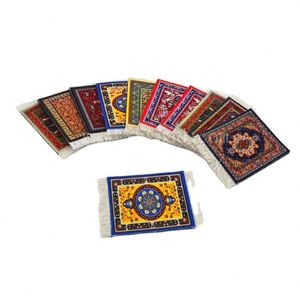 Sous-verres de style arabe en gros, écologiques, en tissu et caoutchouc, aspect tapis, épaisseur 3 mm, pour cadeaux - Product Image 6