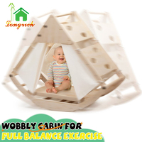 Ensemble de triangle en bois avec toboggan grimpeur et bascule bébé balançoire chaise enfant en bas âge chaise berçante pour structures de jeu intérieures