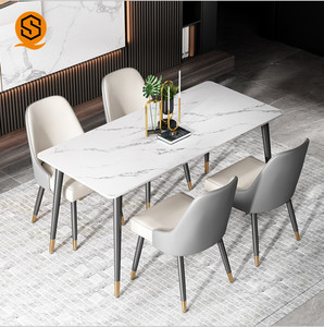 Usine <span class=keywords><strong>prix</strong></span> discount marbre table base dorée 4 places 6 places en marbre carré tables de restaurant - Product Image 4