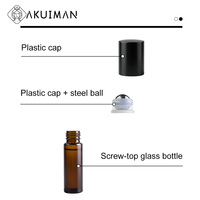 Flacon roll-on en verre haut de gamme de 10 ml avec bille métallique pour sérum, emballage roll-on pour huile essentielle sous les yeux
