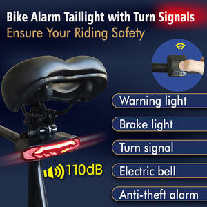 Luz Trasera Inteligente para Bicicleta con Alarma LED de 6 Modos, 1500mAh Recargable, Indicador de Giro, Alarma Antirrobo, Control Remoto y Correa - Product Image 5