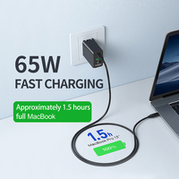 Chargeur mural USB QC+PC 65W portable PD 3.0 à charge rapide 3-en-1 sans fil, prise US Type-C pour téléphones portables, tablettes, voyages, numérique