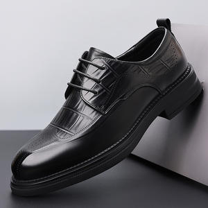Chaussures habillées pour hommes en cuir véritable respirantes décontractées à la mode Lacets imperméables Soutien de la voûte plantaire Antidérapantes Style tendance - Product Image 5