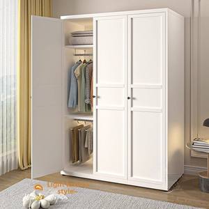 Armoire de <span class=keywords><strong>chambre</strong></span> en acier extra épais style crème, anti-humidité, anti-moisissure, écologique, avec porte plate en tôle et rangement multicouche pour - Product Image 1
