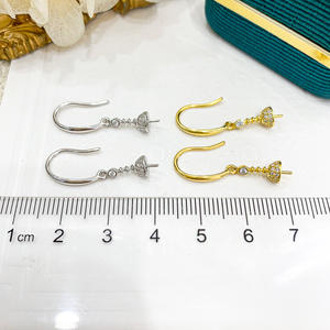 WENCHI Agile Silver Ear Hook avec support vide pour perle de 8-12mm, accessoire de perle en argent S925 pour DIY, Modèle 11377, Tendance et Élégant - Product Image 2