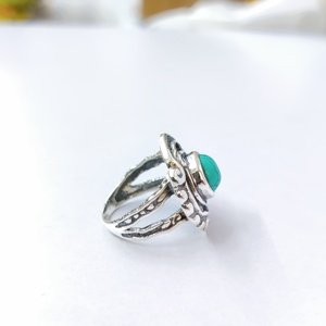 Bague en turquoise, argent sterling 925, bague en pierre précieuse, turquoise, collection artisanale, bagues fines, bijoux en argent, prix de gros - Product Image 4