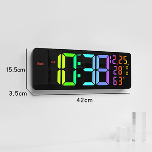 Nouvelle <span class=keywords><strong>Horloge</strong></span> <span class=keywords><strong>Murale</strong></span> Électronique Numérique LED Géante, avec Affichage de la Température, Calendrier et Jour, et Effet Néon RGB, pour Église, Voiture, Art, et Éclairage Nocturne - Product Image 2