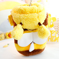 Veste en velours style abeille mignonne avec capuche et trou pour laisse pour petits chiens et chats