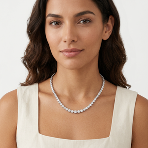 925 Sterling Silver <b>Graduated</b> Tennis Necklace with IGI Certified Lab Grown Round Diamonds | Luxury Fine Jewelry <b>Gift</b> <b>for</b> Women - Product Image 2