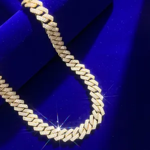 New Arrival Jewelry 10mm Full Diamond 18k Gold Plated mens Golden Cuban Link Chains