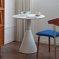 Table à manger ronde moderne pour petite cuisine, usage petit-déjeuner, plateau en placage de bois MDF, base ronde sur piétement, 4 places, mobilier de salle à manger