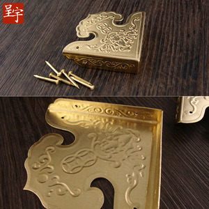 Chinese-Style Copper <b>Corner</b> <b>Protectors</b> Antique Engraved Furniture Accessories For Desk Cabinet Doors Anti Scratch Decorative - Product Image 3