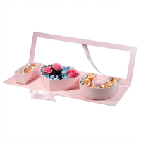 Boîte cadeau de luxe rose sur mesure avec fermeture magnétique, pliable, rigide, avec insert en forme de cœur