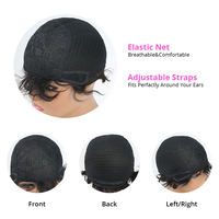 Perruques Courtes Pixie Colorées Pas Chères en Cheveux Humains Brésiliens Remy Lisses, Entièrement Fabriquées à la Machine, Couleur Mèches, Sans Colle, Sans Dentelle