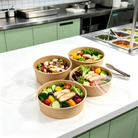 Bols en papier jetables de qualité alimentaire, épaissis, avec revêtement PE, résistants à l'huile et à l'eau, pour restaurant, logo personnalisé disponible