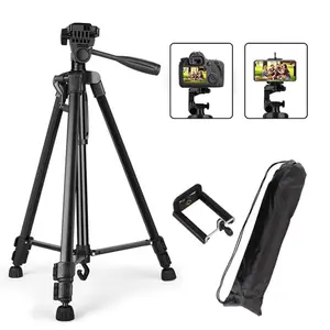 Kamera Tripod 50-140Cm DSLR Fleksibel Portabel Berdiri untuk Gopro iPhone Canon Nikon Sony dengan Klip Ponsel dengan Sekrup 1/4