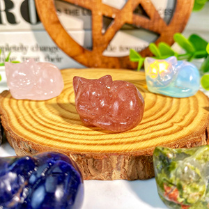 Wholesale Healing Stone Crystal Carving Sleeping <strong>Cat</strong> Natural Mix Crystal Carved Cute <strong>Cat</strong> <strong>Figurine</strong> - Product Image 4