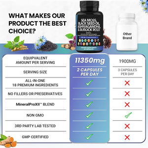 Cápsulas <span class=keywords><strong>de</strong></span> <span class=keywords><strong>Extracto</strong></span> <span class=keywords><strong>de</strong></span> Cúrcuma Avanzado Plus OEM 95%, Complejo <span class=keywords><strong>de</strong></span> Musgo Marino Irlandés con Alga Marina y Raíz <span class=keywords><strong>de</strong></span> Bardana para Adultos - Product Image 2