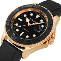 PINTIME nouvelles montres mécaniques automatiques pour hommes 42mm Date saphir caoutchouc bracelets en silicone 3ATM SUB montre lumineuse analogique