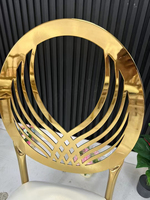 Chaise de salle à manger ronde en fer plaqué or, moderne et durable, pour mariage, événement, fête, hôtel, extérieur