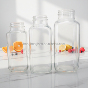 Bottiglie in Vetro di Alta Qualità per Succhi di Frutta, Forma Quadrata Francese, 8oz 12oz 16oz, Contenitori per Latte e Liquidi con Tappo a Vite - Product Image 3