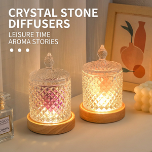 Diffuseur d'arômes moderne en cristal naturel brut, écologique, avec couvercle en verre poli, sans flamme, pour la maison, la chambre, décoration, cadeau - Product Image 2