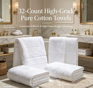 Ensemble de serviettes de bain en coton 100% blanc de qualité supérieure pour hôtel 5 étoiles, écologiques, avec logo personnalisé, jacquard, <span class=keywords><strong>serviette</strong></span> de toilette, tapis de bain, <span class=keywords><strong>serviette</strong></span> de toilette pour les mains - Product Image 4