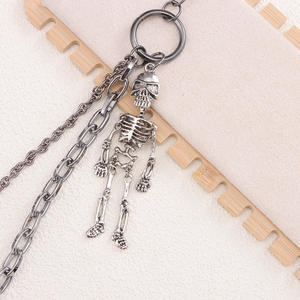 Cadena de cintura de doble capa estilo punk hip hop plateada para uso diario - Product Image 4