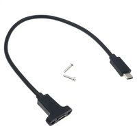 Kabel Data ekstensi USB 3.1 Tipe C, USB-C 20cm, kabel Data ekstensi pria ke Wanita dengan lubang sekrup pemasangan Panel
