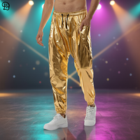 Pantalon Harem Métallisé Homme avec Cordon de Serrage, Coupe Décontractée, Idéal pour la Danse, la Scène, les Festivals, les Soirées Décontractées, les Clubs, les Raves – Pantalon Brillant