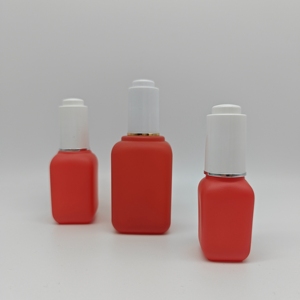 Emballage cosmétique de 15ml 30ml 80ml Nouveau produit Bouteille carrée en verre dépoli <span class=keywords><strong>rouge</strong></span> avec compte-gouttes pour sérum crème de soin de la peau - Product Image 4