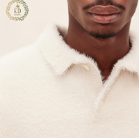 Pull en maille pour homme KD Knitwear Manufacturer, à manches longues, en mohair brossé et fausse fourrure, avec poignets côtelés personnalisés et ourlet contrastant, effet duveteux