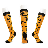 Chaussettes de Sport en Nylon pour femmes, bas pour cadeau, Design Halloween, genou haut, varices, Compression,