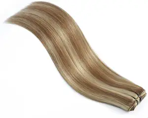 도매 가격 100% 원시 미처리 머리 씨실 스트레이트 더블 그린 보이지 않는 유럽 플랫 머리 씨실 확장