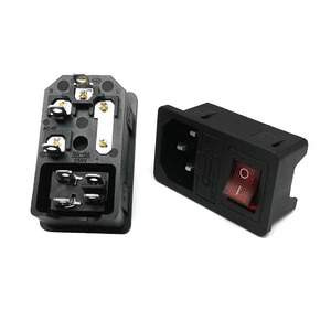 250 V 15A Male Pin AC Power Electrical Socket and <b>Plug</b> <b>with</b> Fuse and 2 Pin/4 Pin Red Light Rocker <b>Switch</b> - Product Image 2