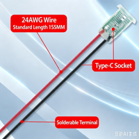 Conector Hembra de Carga con Indicador LED de Doble Color Rojo y Verde LN-006, Tipo-C Transparente para Montaje en Panel, con Cable