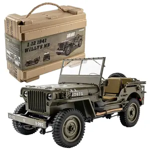 Detailed Scale Model ROCHobby FMS 1941 Willy MB Scaler Jeeps 1/12 RTR 2.4G Remote Control RC Trail Crawler with Accessories Toys