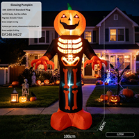 Décoration gonflable d'Halloween, squelette lumineux, à brancher sur le secteur, LED électrique, pour extérieur, jardin, pelouse, fête