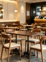Ensemble de table à manger vintage pour taverne : meubles de salle à manger en bois massif avec base en fonte, adapté aux cafés, bars et restaurants