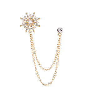 Spilla da Uomo alla Moda in Lega con Cristalli a Forma di Stella a Otto Punte, Catena con Nappine, Accessori per Abiti, Semplice Corsage con Diamanti - Product Image 5