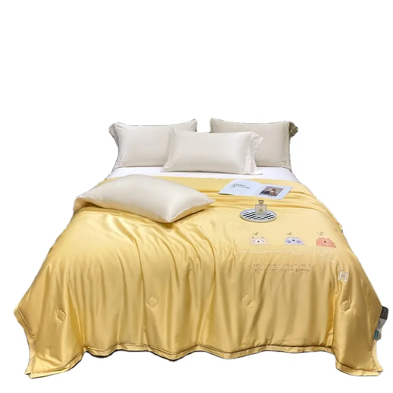 Drap housse de taie d'oreiller draps de literie en satin ensemble de couette en coton fleuri Queen Size