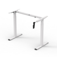 Cadre de bureau fixe blanc 2M2B fabriqué en Chine Table d'ordinateur ergonomique manuelle à 2 pieds réglable en hauteur Bureau à manivelle