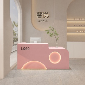 <b>Small</b> European Design Solid Wood Reception <b>Desk</b> for Beauty Salon Barber Shop Hospital Cashier Front Store Front <b>Desk</b> - Product Image 4