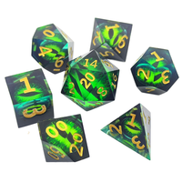 Jeu de dés polyédriques en résine éco-responsable et durable HS DICE, 7 pièces, 3 couches, pour Dungeons & Dragons et jeux de société