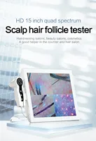 Analyseur de cheveux HD avec grand écran de 15 pouces, appareil d'analyse de la peau, caméra de diagnostic du cuir chevelu, salons de beauté