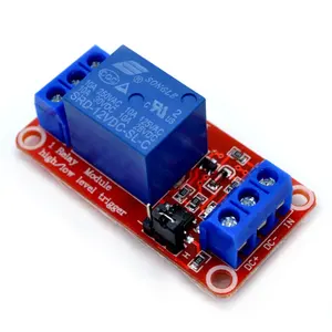 Relé de 1 vía de 12V, placa PCB roja, disparador de nivel alto y bajo con aislamiento de optoacoplador, módulo de relé de 1 canal, módulo de fuente de alimentación