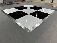 Dalles de sol modulaires en MDF 100x100cm pour piste de danse, résistantes aux rayures, motif bois, plateau blanc avec bord de rampe en aluminium